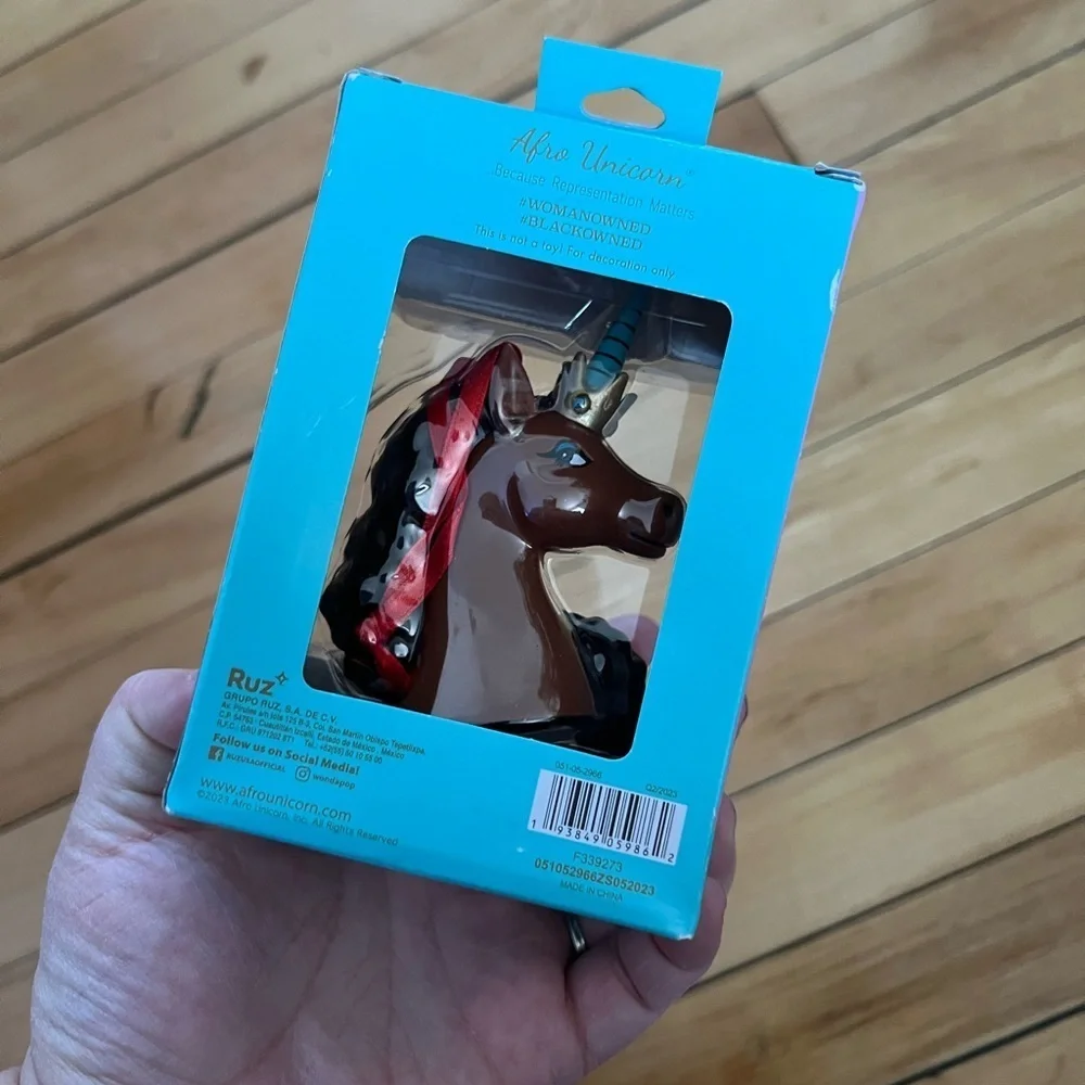 Afro Unicorn Christmas Tree‎ Polyresin Ornament Magical in box